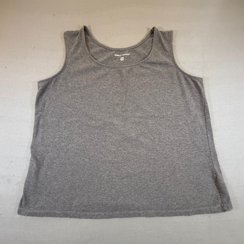 Jessica London Womens Plus Size 18/20 Gray Sleeveless Scoop Neck Tank Top 2316
